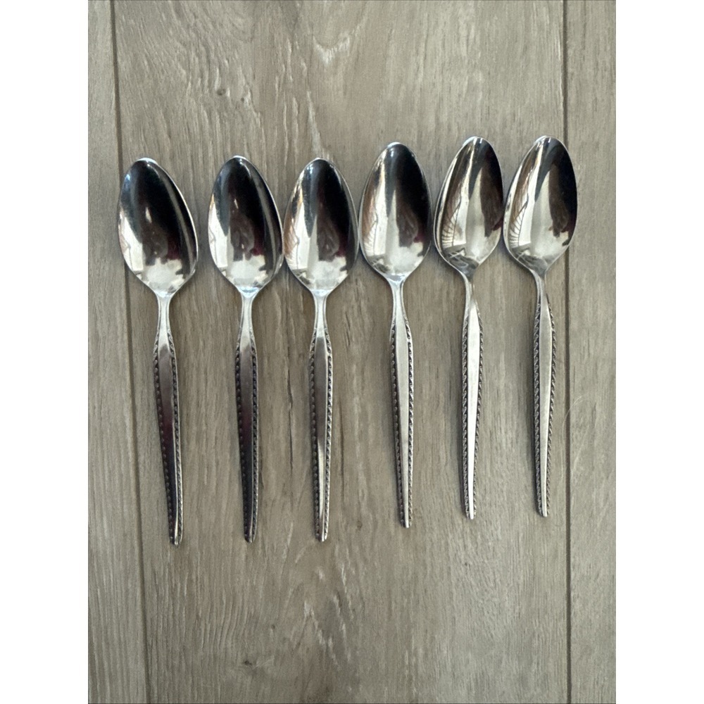 6 PCs National Stainless Vintage Granada Pattern Flatware Teaspoons Japan